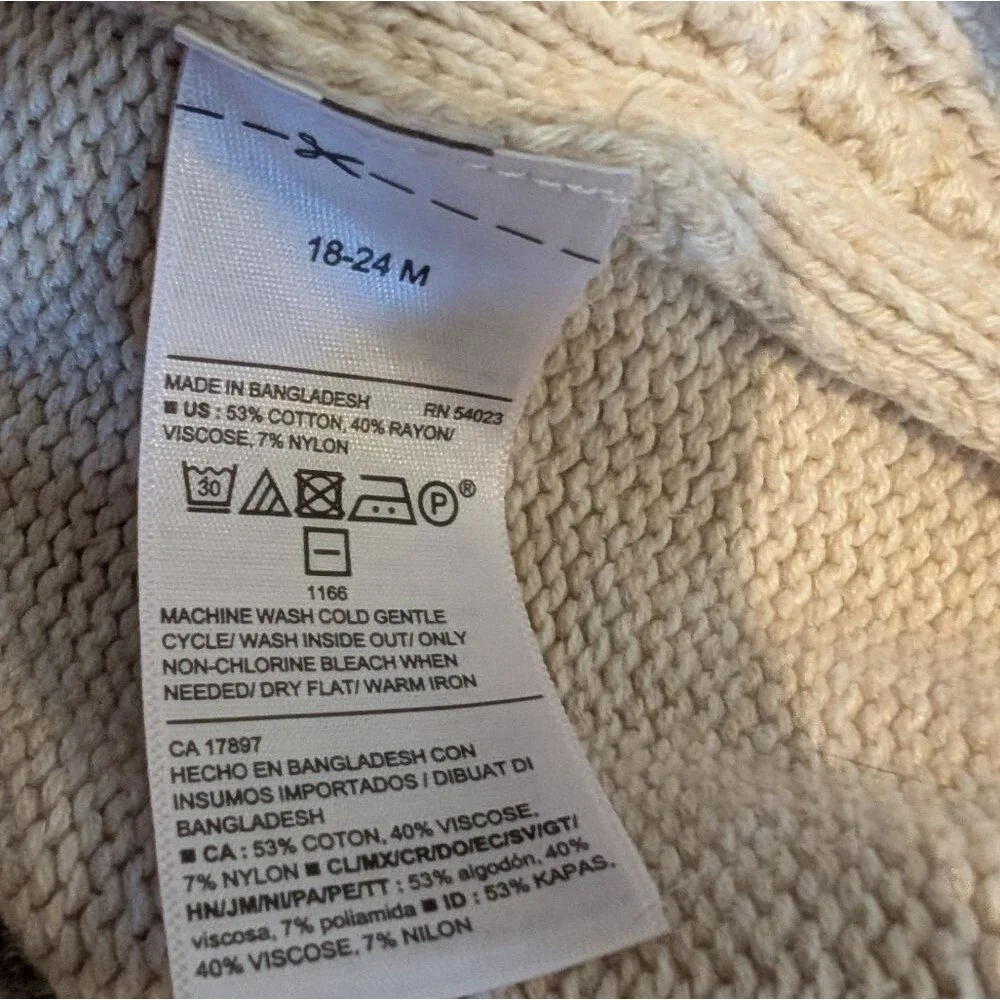 Old Navy Aran Cable Knit Jumper Sweater Size 18-24m